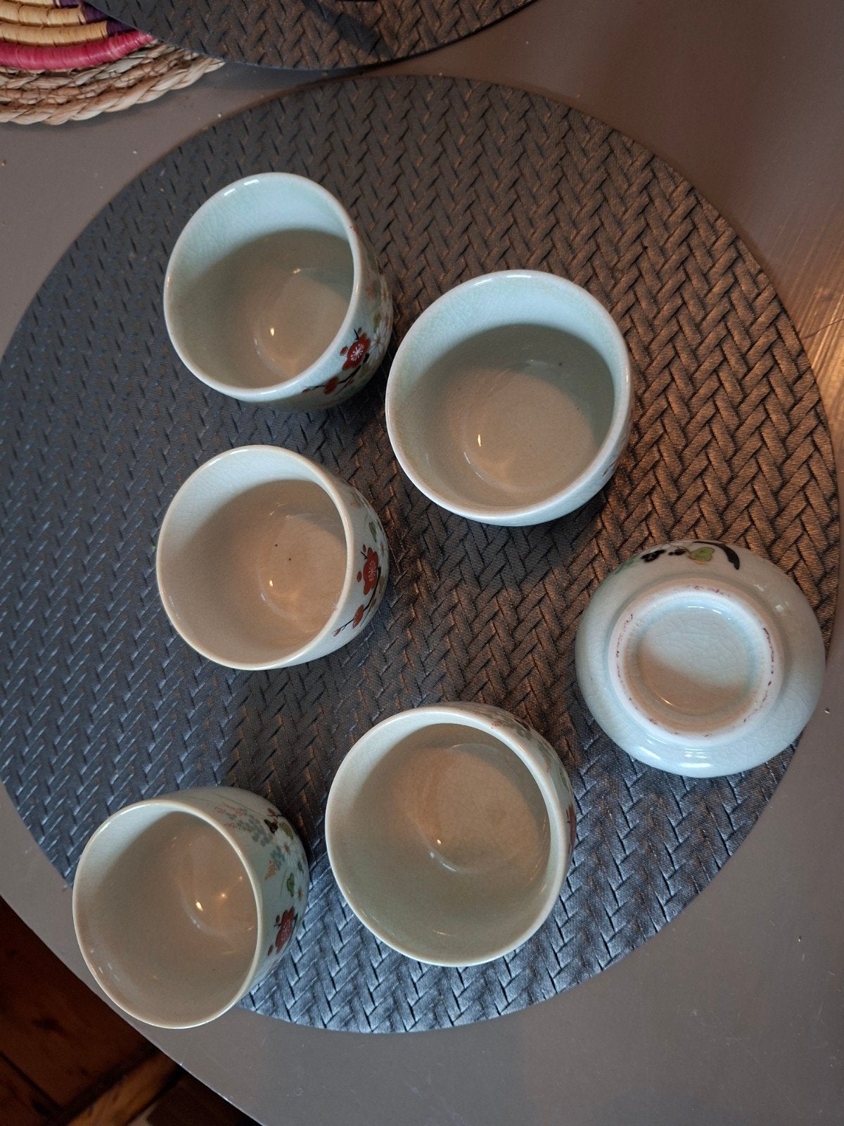 Set van 6 Japanse theekopjes met bloemmotief, Ophalen of Verzenden