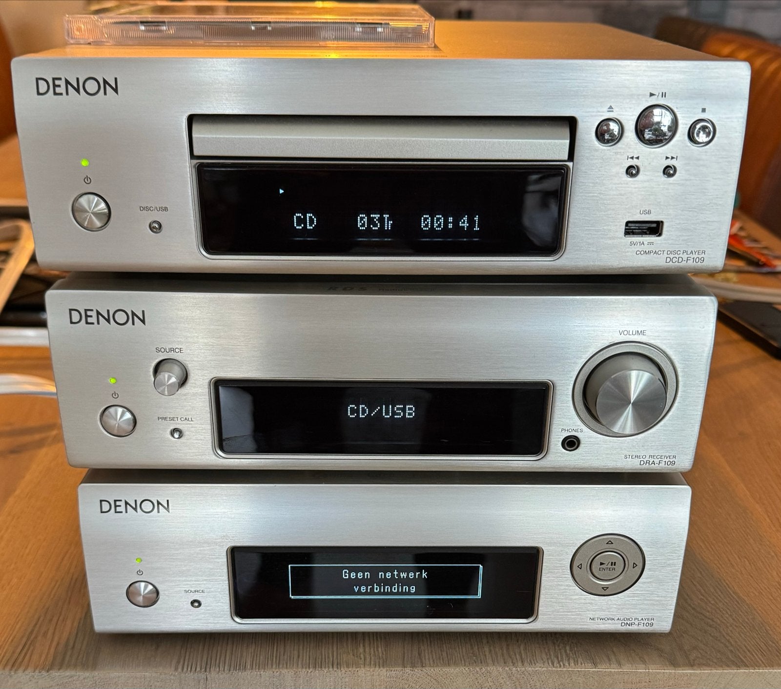 Complete Denon F109 set met speakers en afstandsbedieningen, Ophalen, Denon, Zo goed als nieuw, Microset
