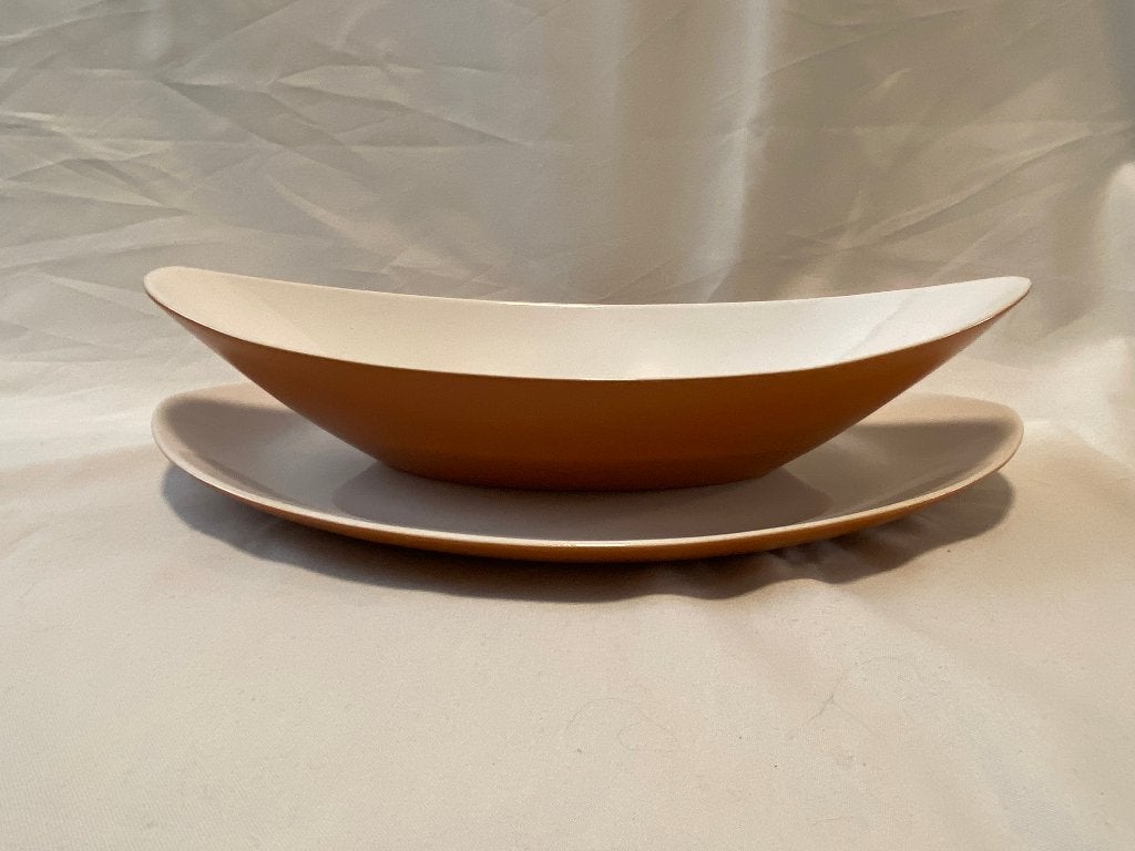 Retro Set van 2 schalen een Platte schaal en een diepe schaa, Gebruikt, Ophalen of Verzenden, Schaal of Schalen, Overige stijlen