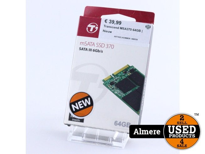 Transcend 64 GB mSATA SSD harde schijf SATA 6 Gb/s | Nieuw, Flex Ltd., Zo goed als nieuw, https://flex.com/contact-us, Nobelstraat 10, 5807 GA Oostrum LB, Limburg, Nederland