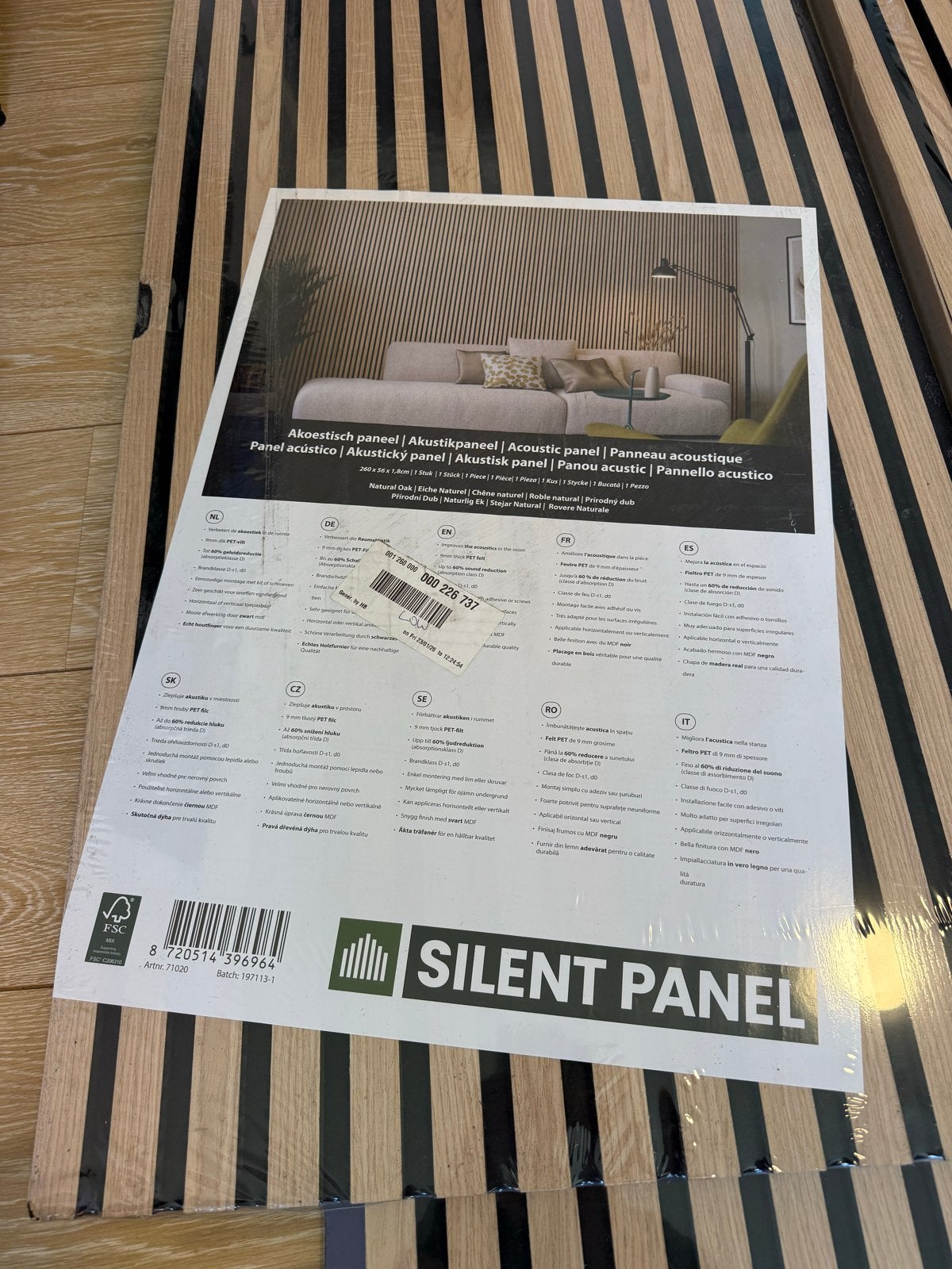Silent Panel akoestische panelen eiken (2 stuks), Ophalen, Gebruikt