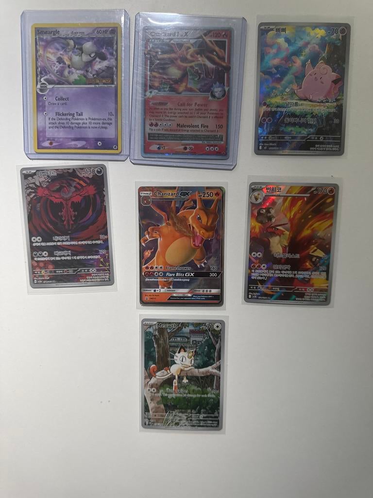 Pokémon Kaarten Collectie - Charizard, Smeargle, Meowth, Hobby en Vrije tijd, Ophalen of Verzenden, Zo goed als nieuw