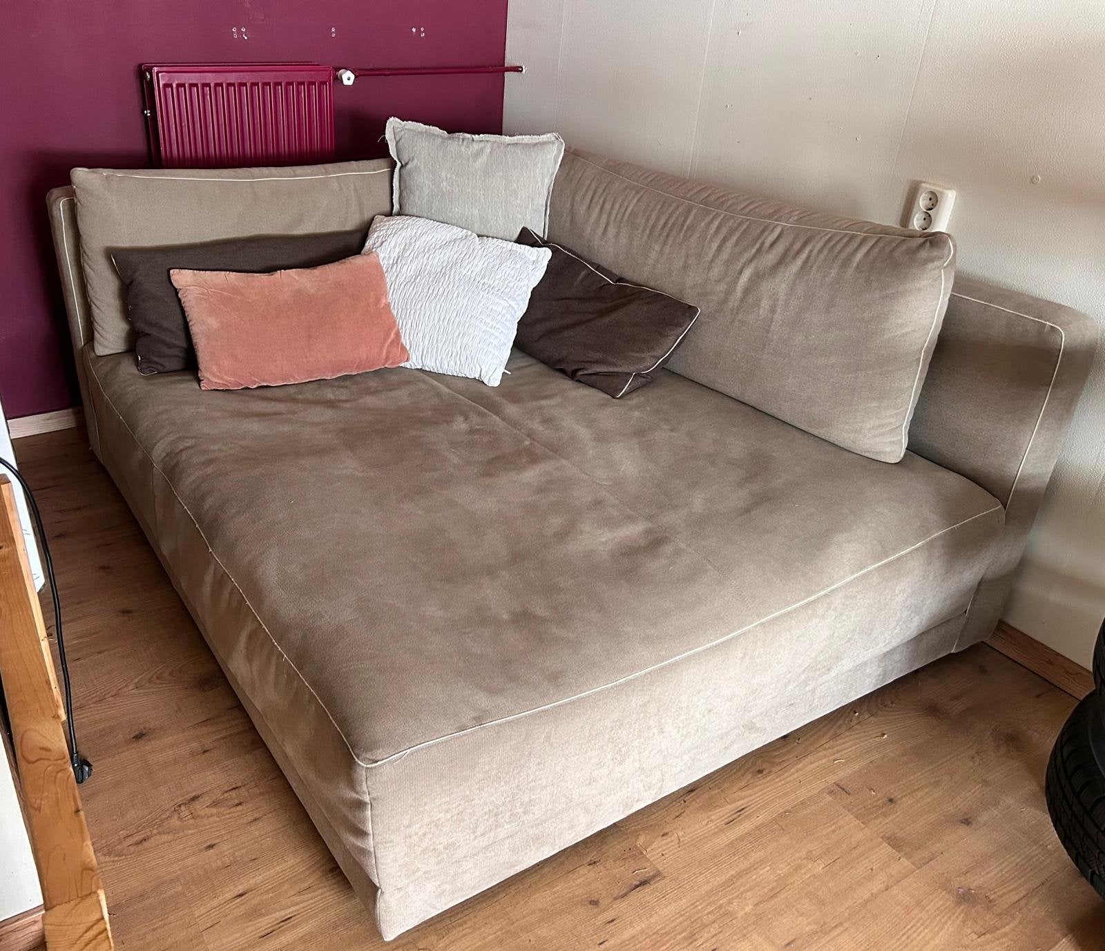 Comfortabele loungebank hoek- passe partout, Ophalen, Gebruikt, 100 tot 125 cm, Driepersoons