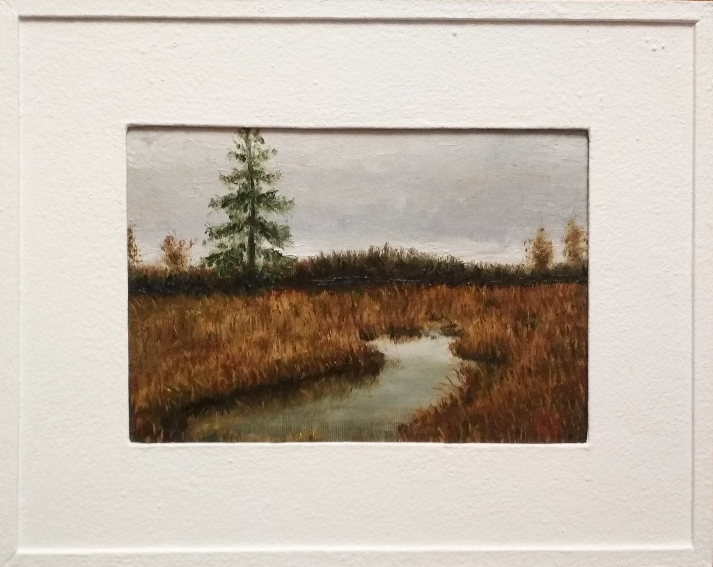 “Een rustige plek” Ingelijst schilderij, Antiek en Kunst, Landschap, Verzenden, Olieverf, Passe-partout