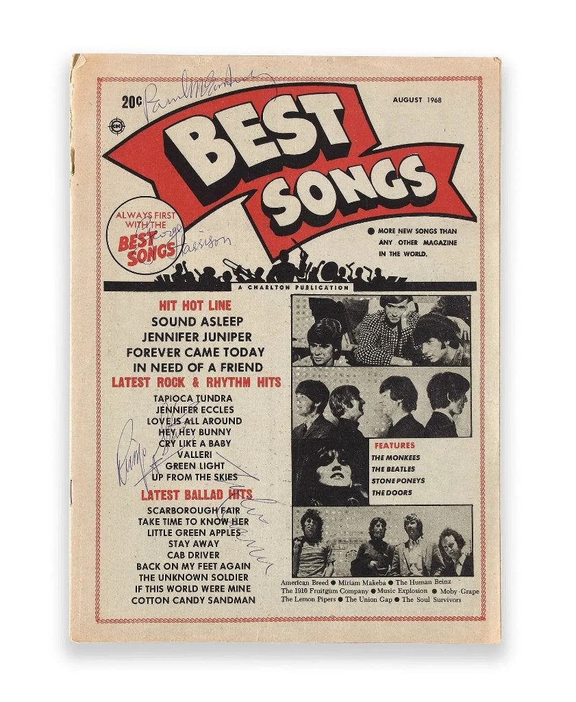 THE BEATLES FULLY SIGNED !! 1968 Magazine, Ophalen of Verzenden, Zo goed als nieuw, Boek, Tijdschrift of Artikel, Gesigneerd