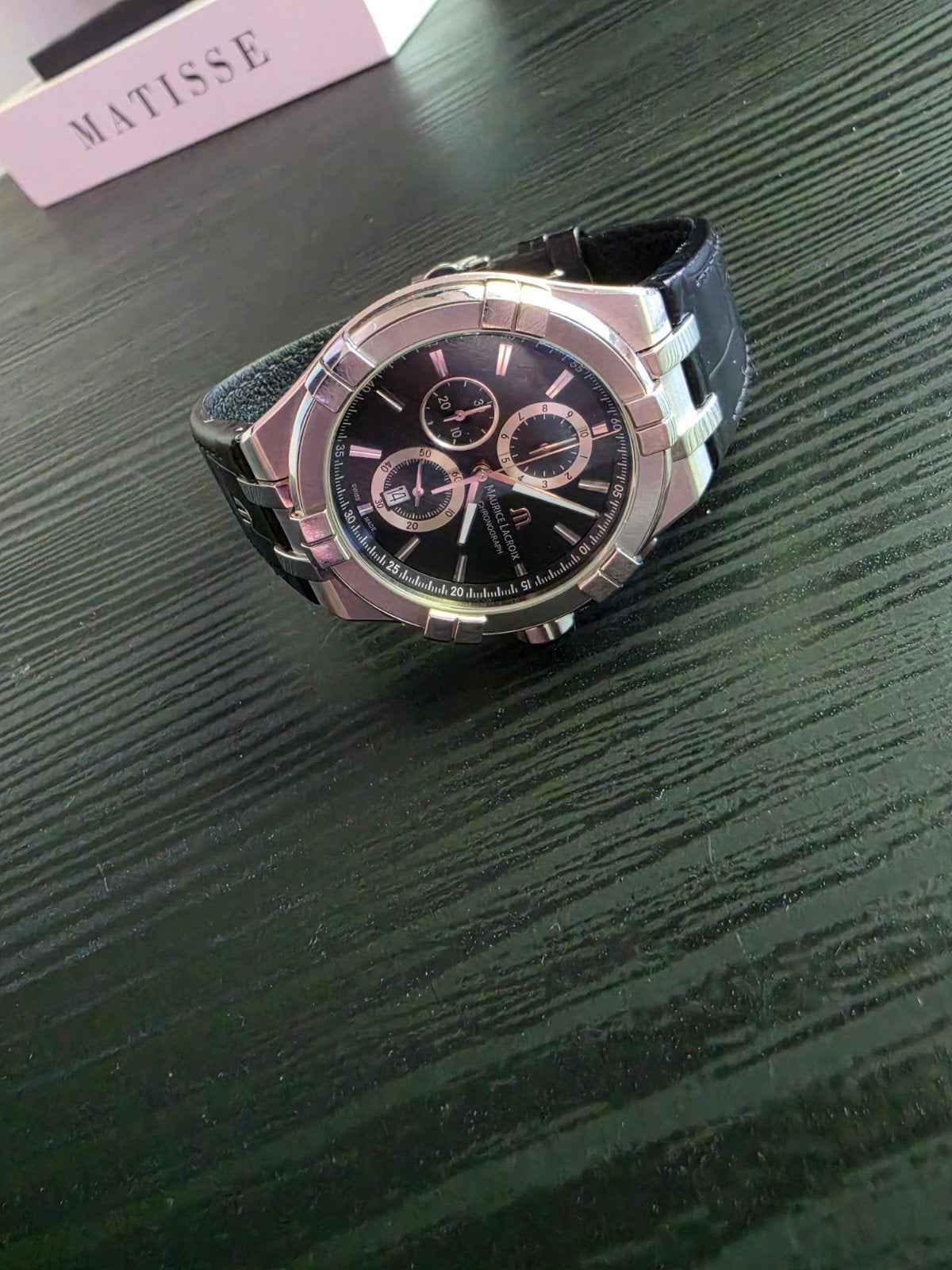 Maurice Lacroix Aikon Chronograph Herenhorloge, Leer, Staal, Polshorloge, Zo goed als nieuw