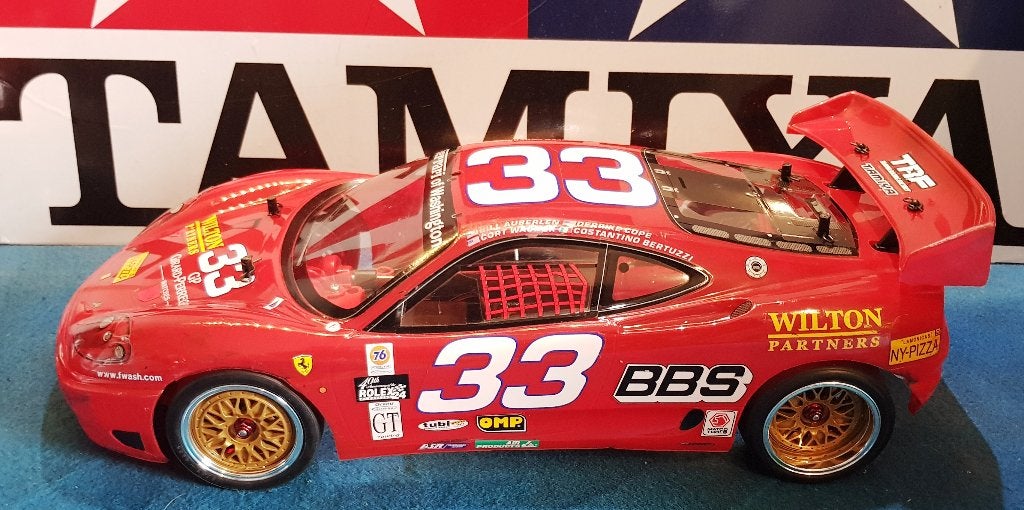 Vintage Tamiya TA02 chassis in combo met Ferrari 360 Modena, Elektro, Gebruikt, Verzenden, Schaal 1:10