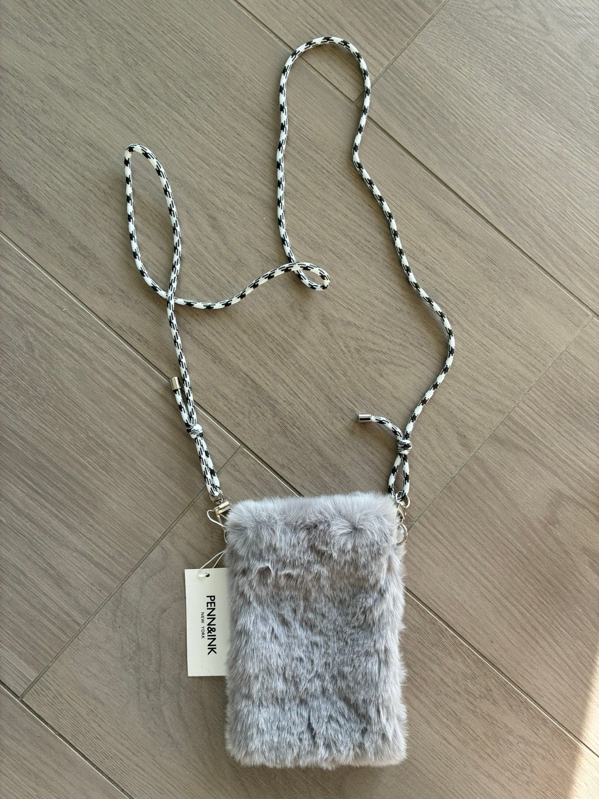 Penn & Ink fluffy tasje in grijs, NIEUW!, Ophalen of Verzenden, Zo goed als nieuw, Grijs