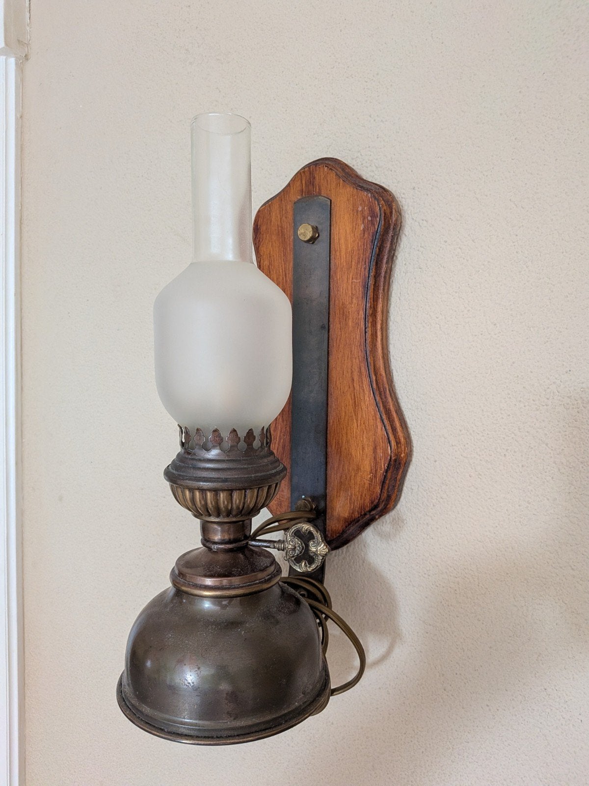 Sfeervolle Vintage Wandlamp in Olielamp-stijl (Elektrisch), Ophalen, Zo goed als nieuw