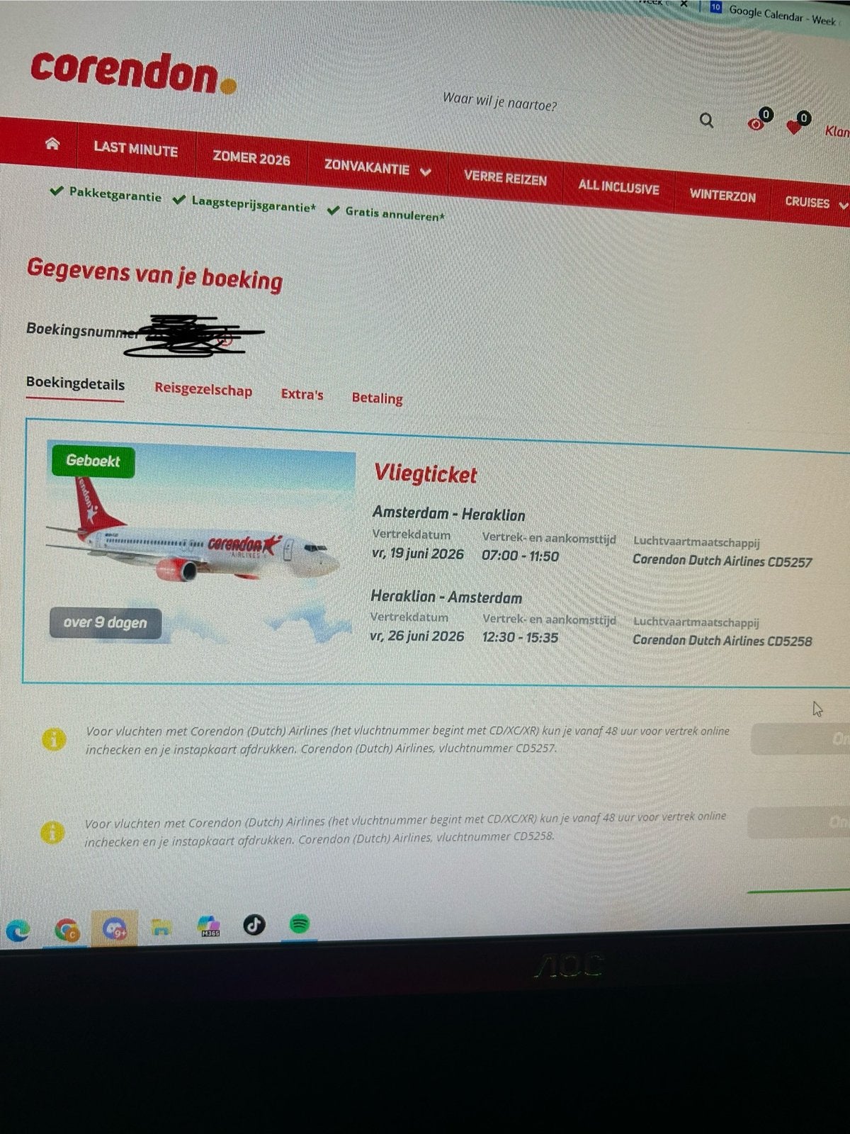 2 Retourtickets Kreta (Heraklion) 19-26 juni – Corendon, Twee personen, Overige soorten