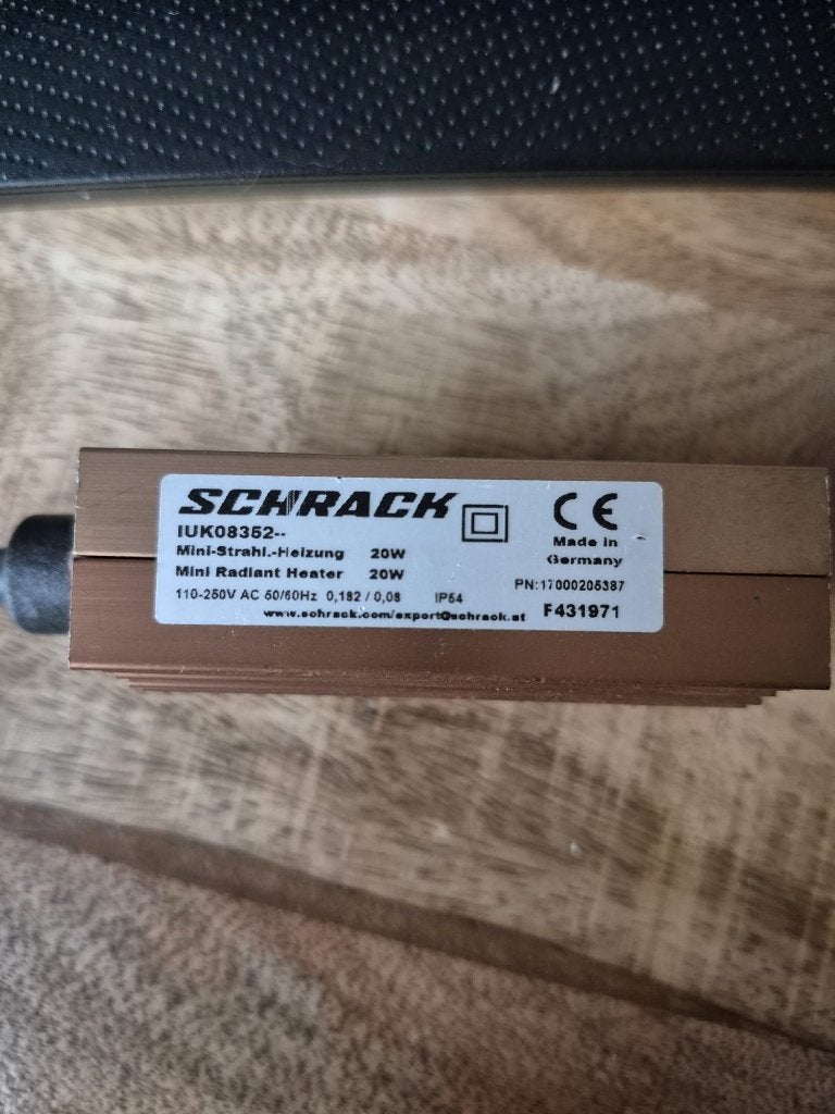 Schrack Mini-Stralingsverwarming IUK08352 - 20W, Hobby en Vrije tijd, Ophalen of Verzenden, Zo goed als nieuw