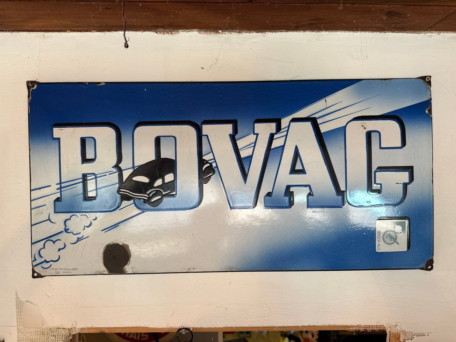 Vintage geëmailleerd BOVAG reclamebord, Antiek en Kunst, Ophalen of Verzenden