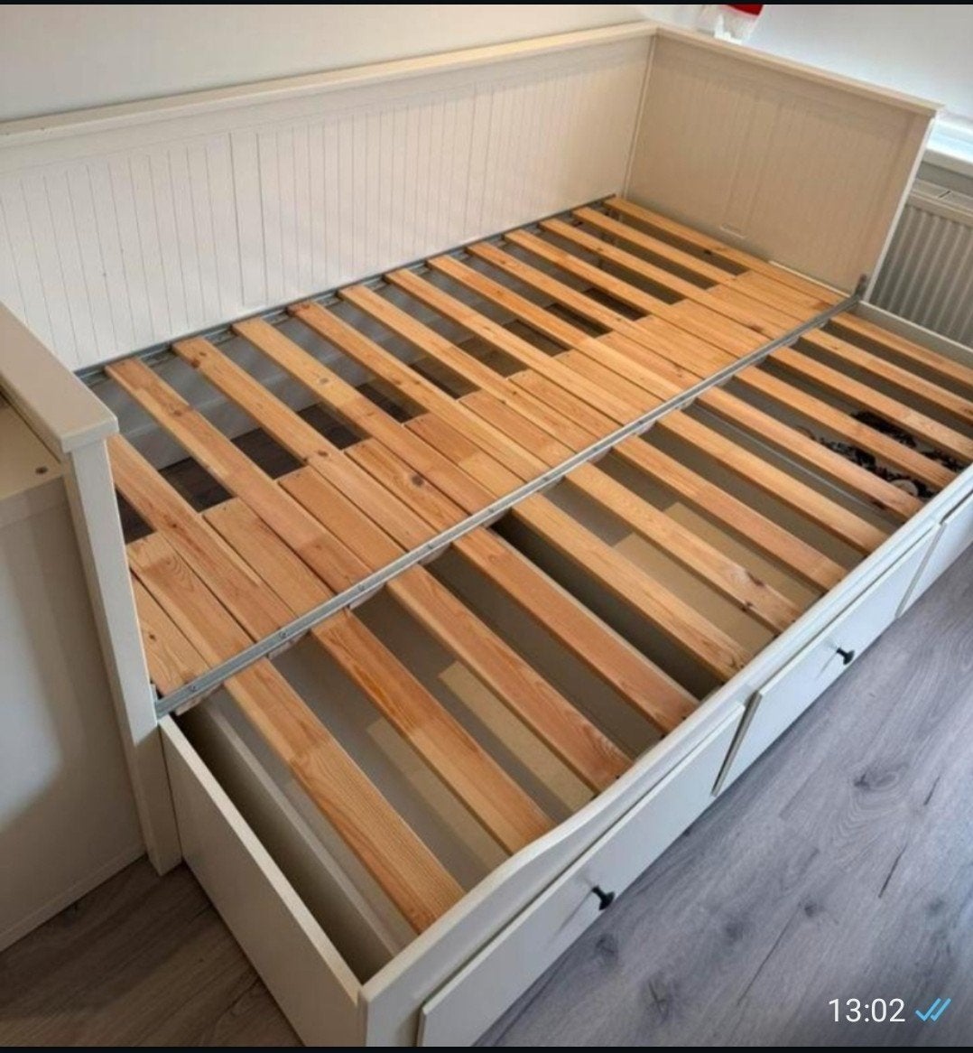 Hemnes bedbank, Ophalen, Gebruikt, Wit, Tweepersoons