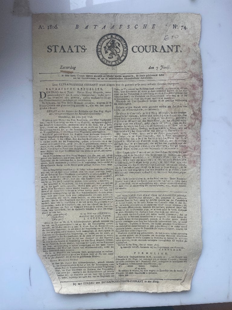 Bataafsche Staats-Courant officiële krant  1806. ORGINEEL!!, Ophalen of Verzenden