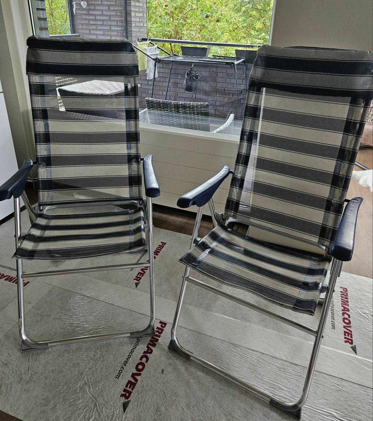 2 verstelbare campingstoelen, Caravans en Kamperen, Ophalen, Zo goed als nieuw, Campingstoel