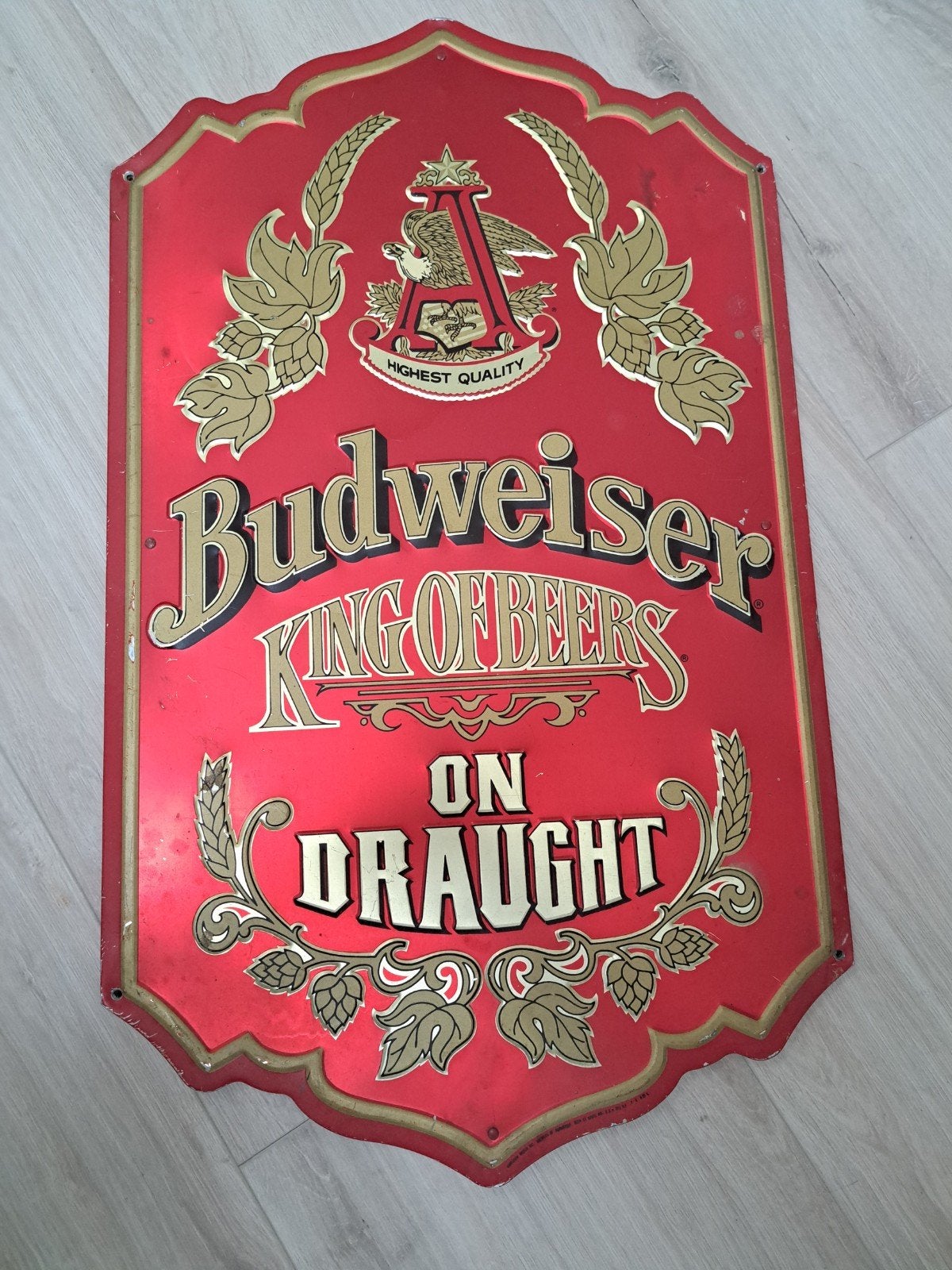 Vintage Budweiser King of Beers Reclamebord, Ophalen of Verzenden, Gebruikt, Reclamebord