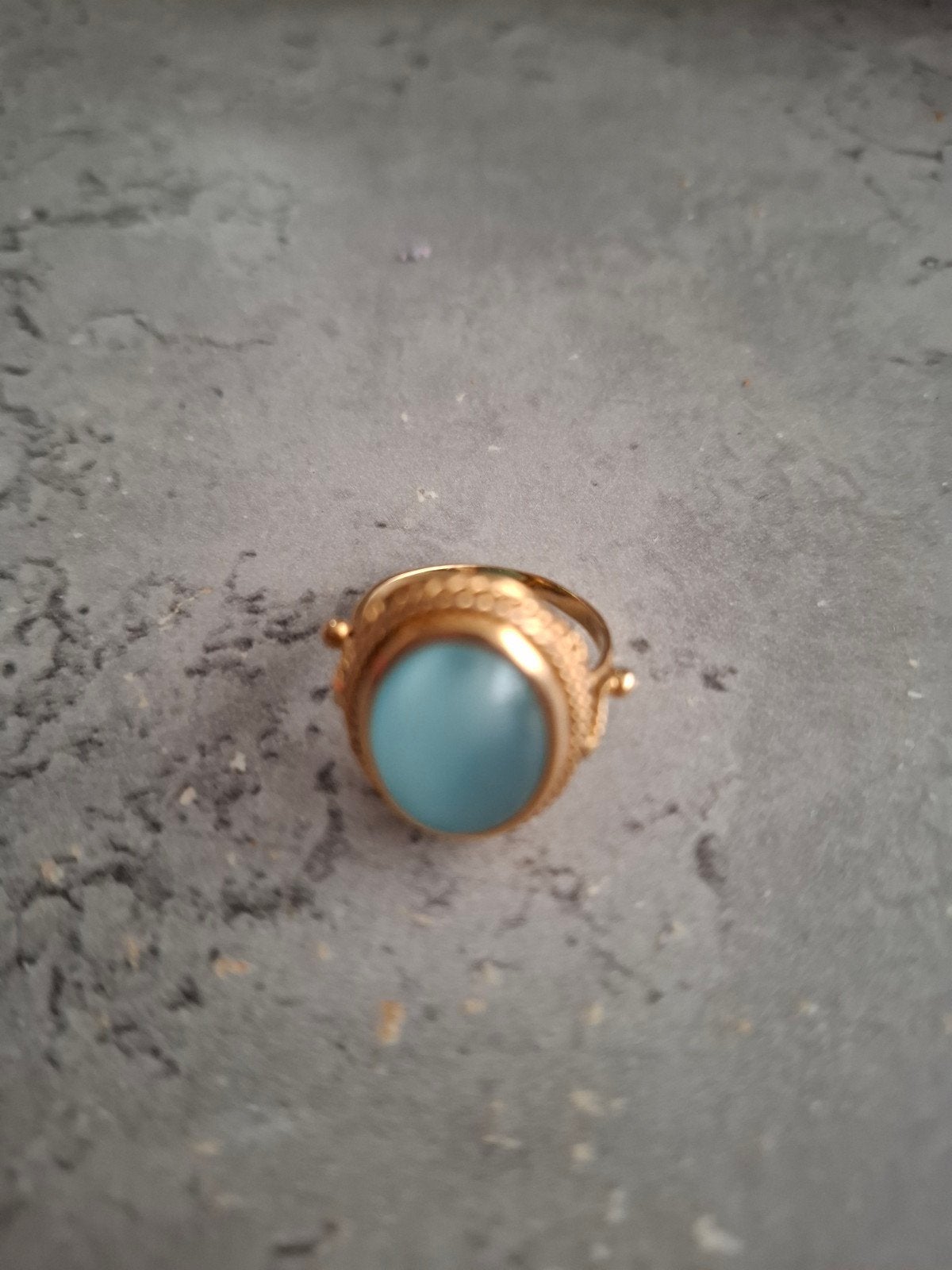 14 Karaats Gouden Ring met Blauwe Steen - Maat 51, Ophalen, Kleiner dan 17, Dame, Goud