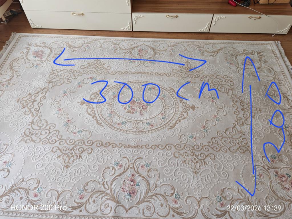 Kwalitatief Turks tapijt - Crème met bloemmotief, Huis en Inrichting, Crème, 150 tot 200 cm, 200 cm of meer, Ophalen of Verzenden