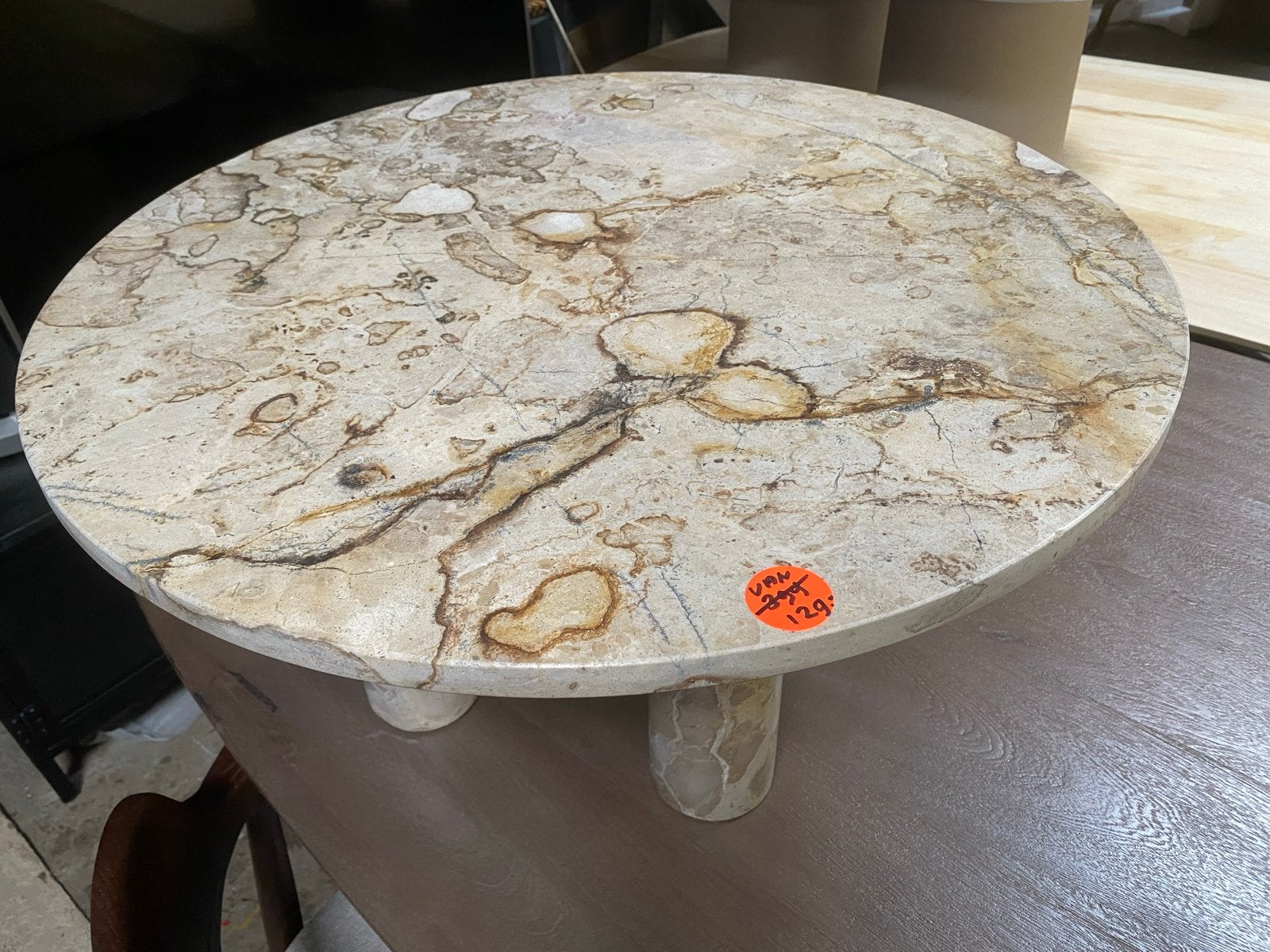 Marmeren bijzettafel - 70 cm, Ophalen, Rond, Nieuw, 55 tot 75 cm