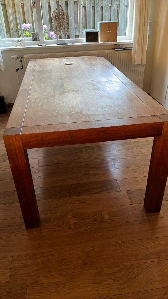 Eettafel 220 x 100 cm, Huis en Inrichting, Tafels | Eettafels, Gebruikt, 50 tot 100 cm, 200 cm of meer, Vijf personen of meer