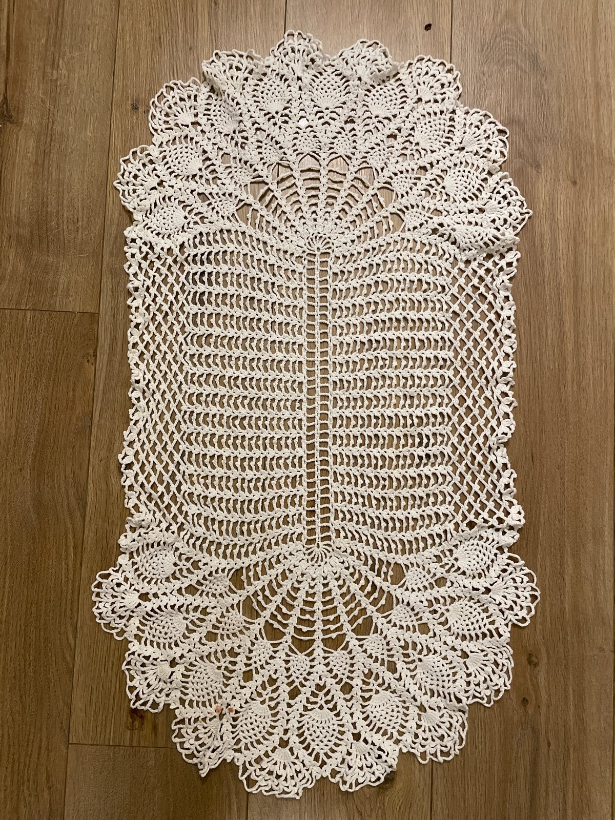 Gehaakte tafelloper, wit, 83x40 cm, Minder dan 50 cm, Gebruikt, 50 tot 100 cm, Wit