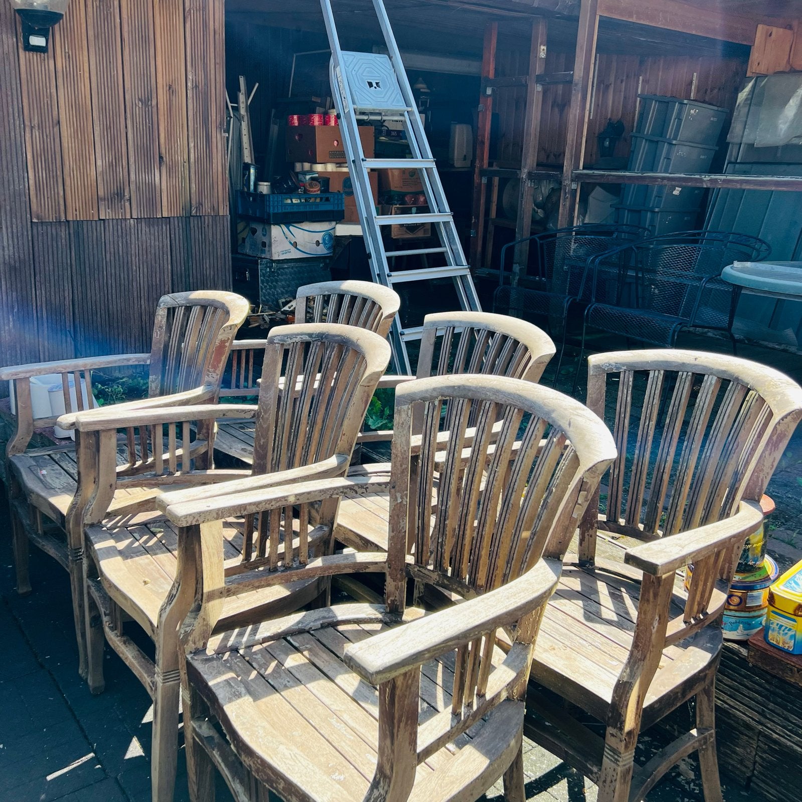 6 houten stoelen voor binnen of buiten, Ophalen, Gebruikt, Bruin, Vijf, Zes of meer stoelen