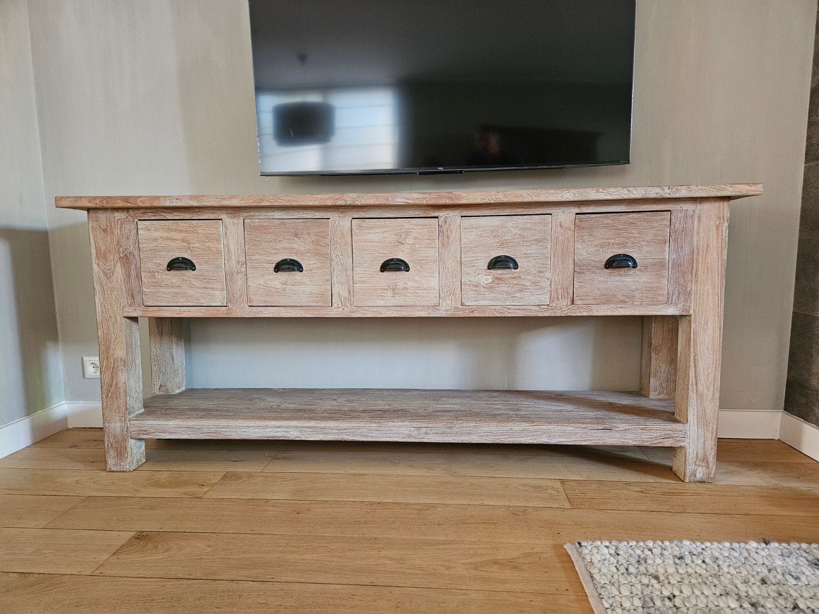 Robuuste houten kast met lades - 180x40x80 cm, Ophalen, Gebruikt, 150 tot 200 cm, Met lade(s)