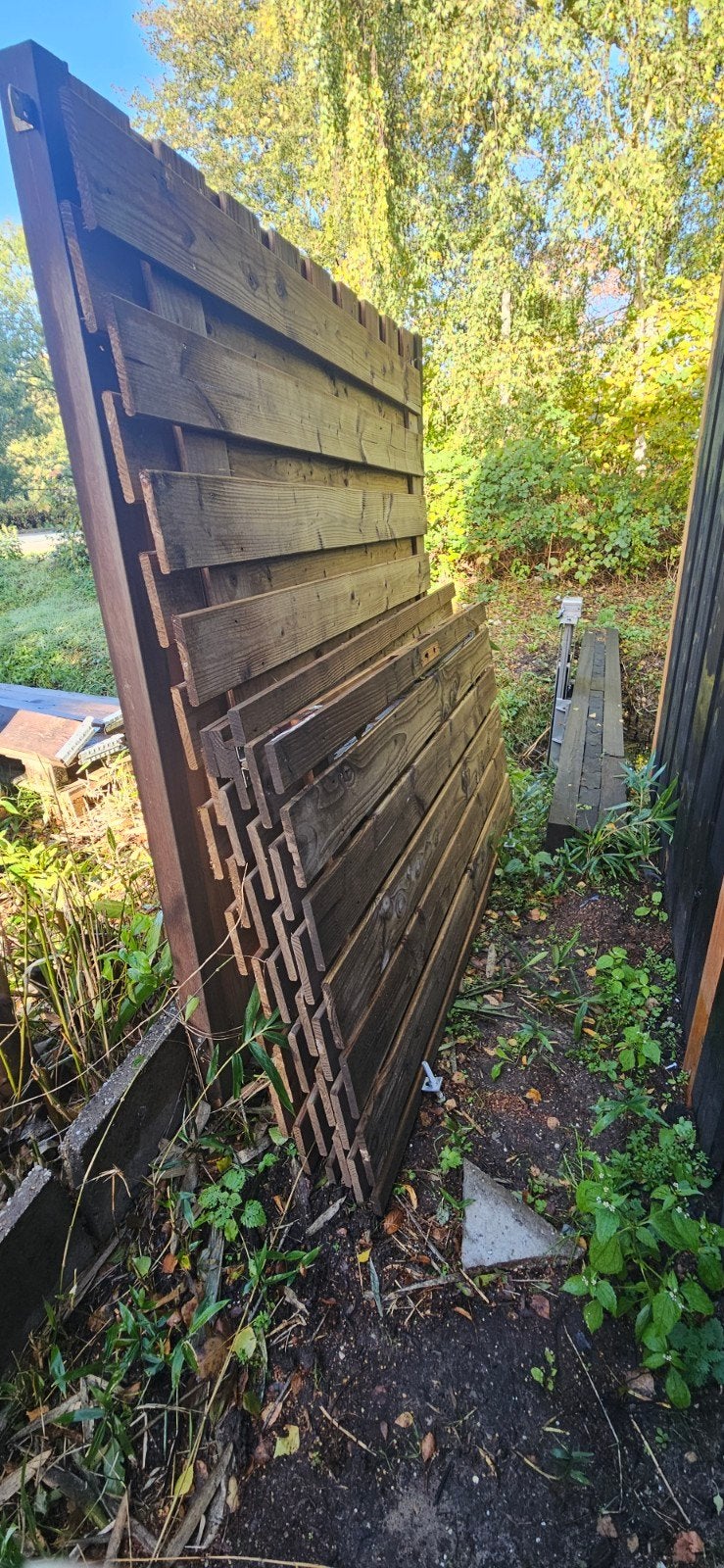 Houten schuttingdelen - Gebruikt, Tuin en Terras, Ophalen, Minder dan 3 meter, Hout, 1 tot 2 meter