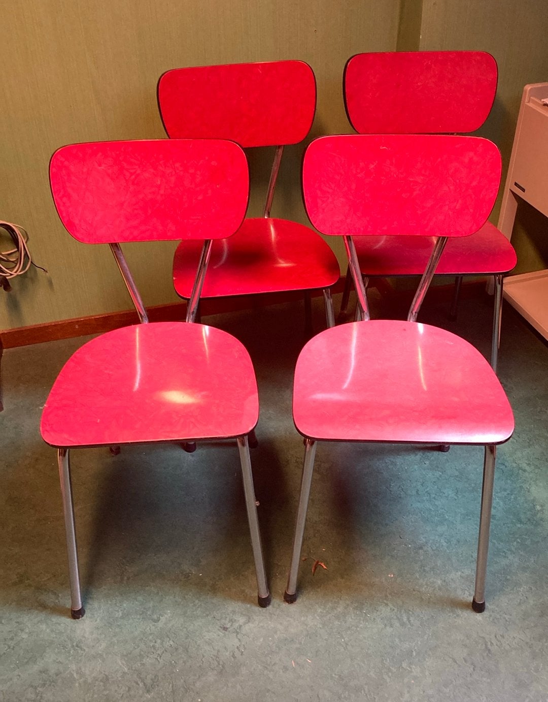 Brabantia keukenstoel rood origineel 4 stuks jaren 60, Ophalen, Zo goed als nieuw, Rood
