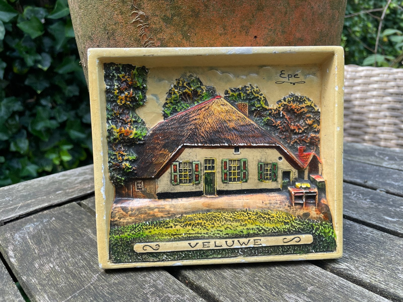 Vintage Veluwe Epe wanddecoratie met huisje, Ophalen of Verzenden