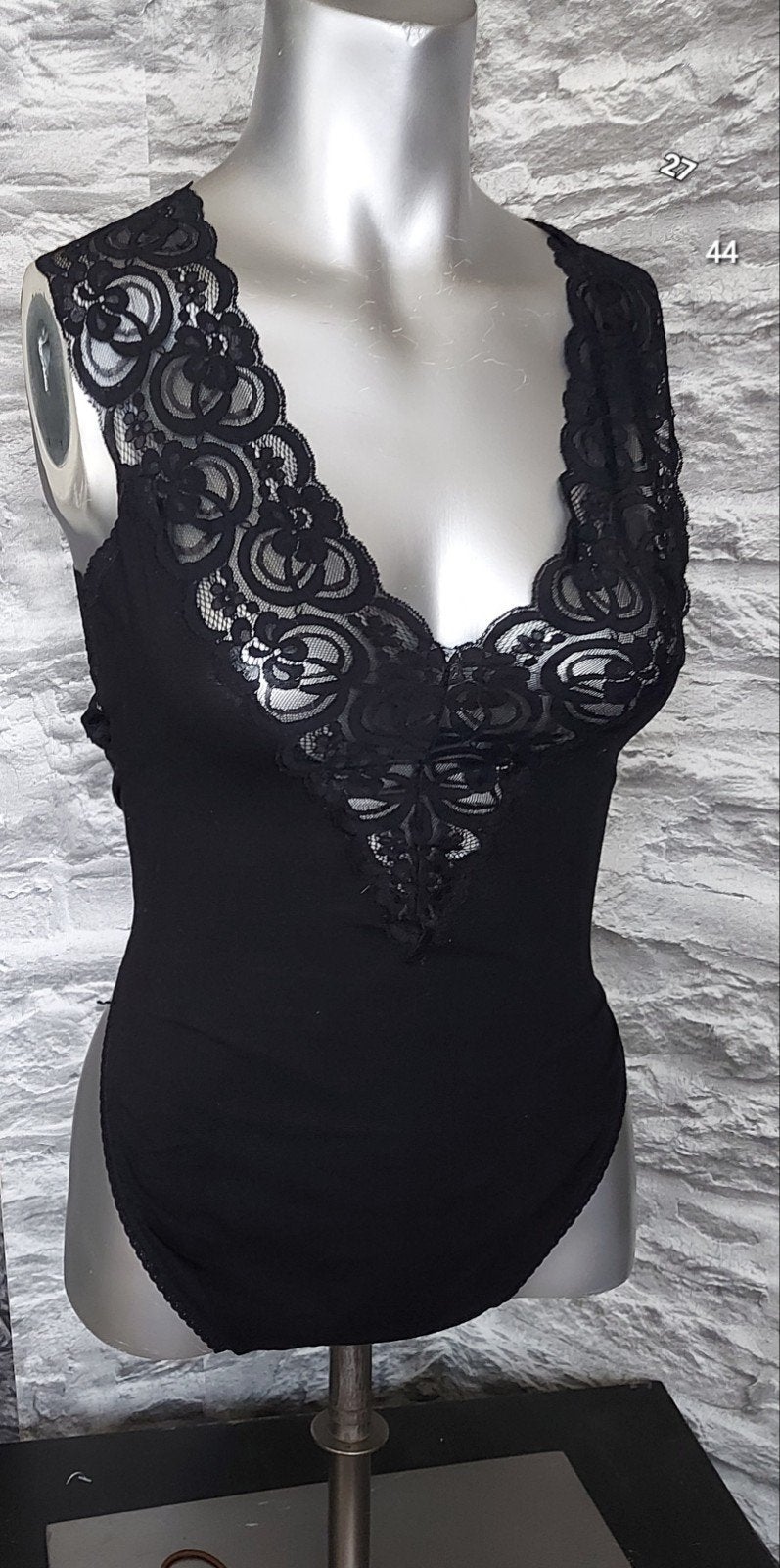 Zwarte stringbody  met kanten details-44, Ophalen of Verzenden, Zwart, Body of Korset