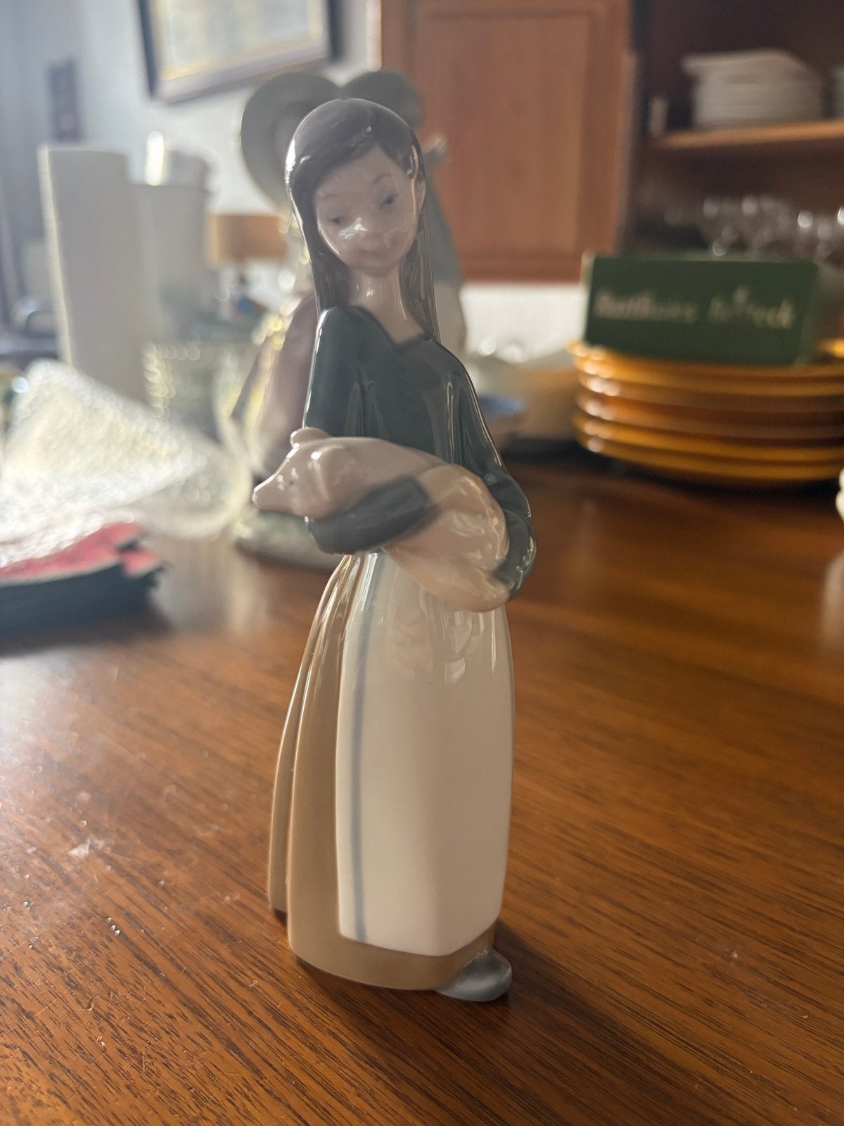 Lladro Beeldje Meisje met Varken - Handgemaakt Spanje, Antiek en Kunst, Ophalen of Verzenden