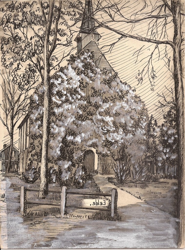 Eelde Kerk Tekening Sievers 1948, Antiek en Kunst, Kunst | Tekeningen en Foto's, Ophalen of Verzenden, Handgemaakt