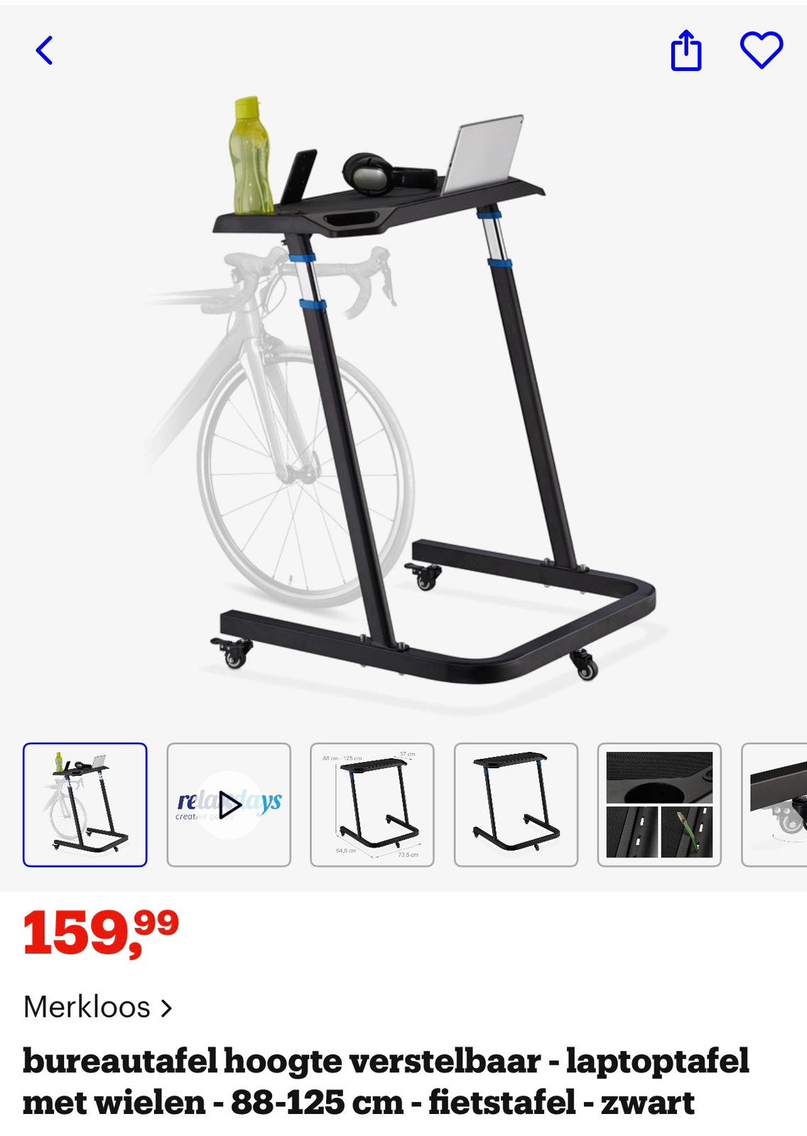 Loop tafel laptop tafel op wielen, Ophalen, Zo goed als nieuw