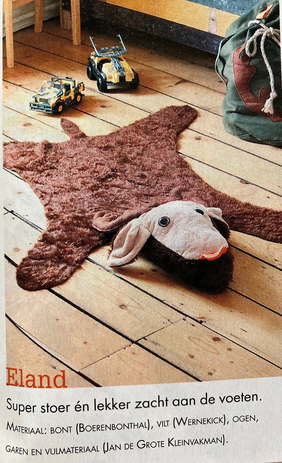 Zelf maken: Eland-vloerkleed e.a. accessoires bos-thema, Ophalen of Verzenden, Gebruikt