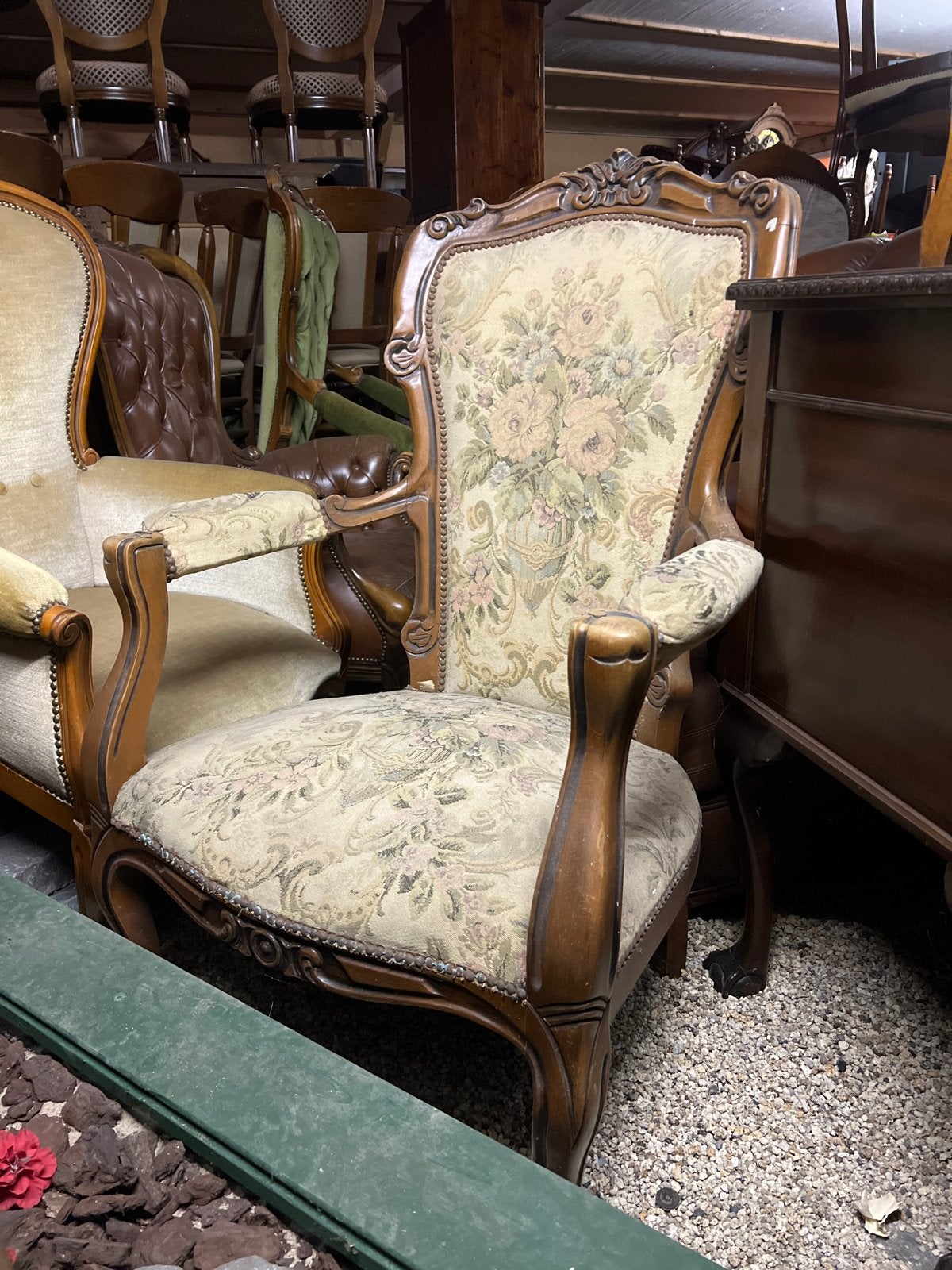 Antieke Lodewijk Fauteuil MAGAZIJN OPRUIMING, Ophalen, Gebruikt, Hout, 75 tot 100 cm