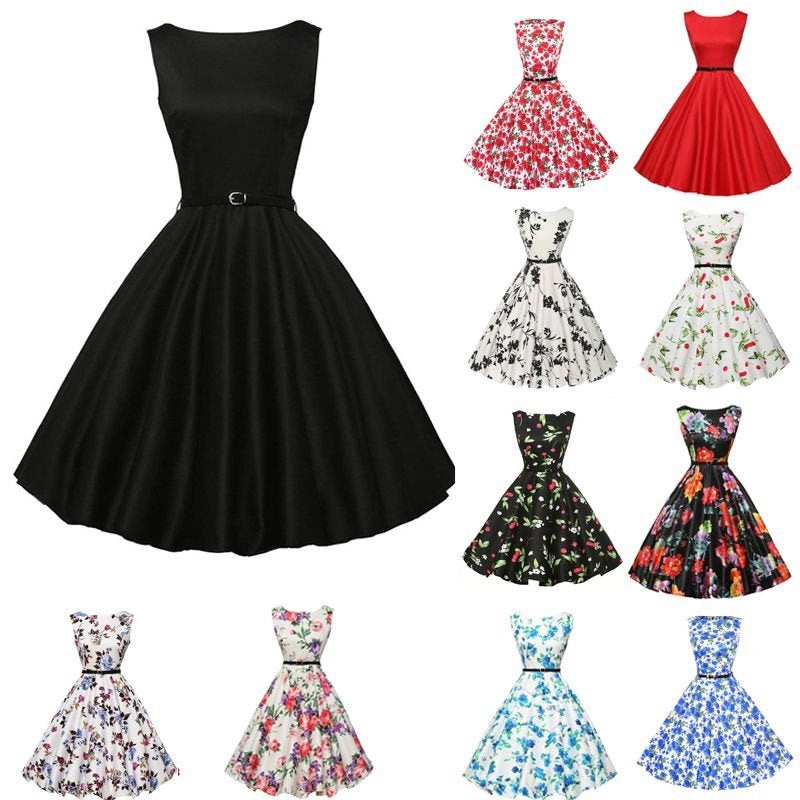 Vintage jurk rockabilly jurkje retro dames vrouwen, Verzenden, Nieuw, Overige kleuren, Knielengte