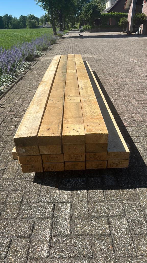 Vurenhouten geschaafde balken 75x145x3600 16st., Ophalen, Zo goed als nieuw, 250 cm of meer, Balken