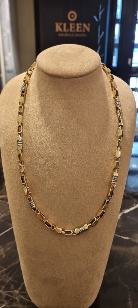Gouden Ketting Monte Carlo Schakel Bicolor 18 KRT, Ophalen of Verzenden, Zo goed als nieuw, Info@kleenedelmetalen.nl, Goud