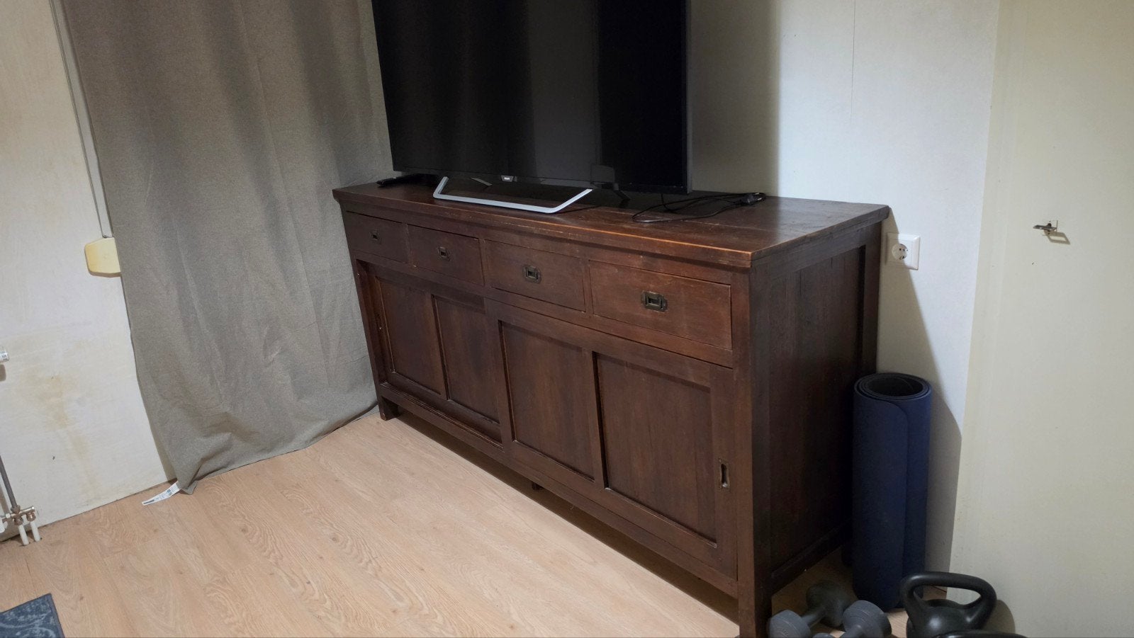 Robuust Koloniaal Dressoir Massief Hout 202x52x100cm, Huis en Inrichting, Kasten | Dressoirs, Ophalen