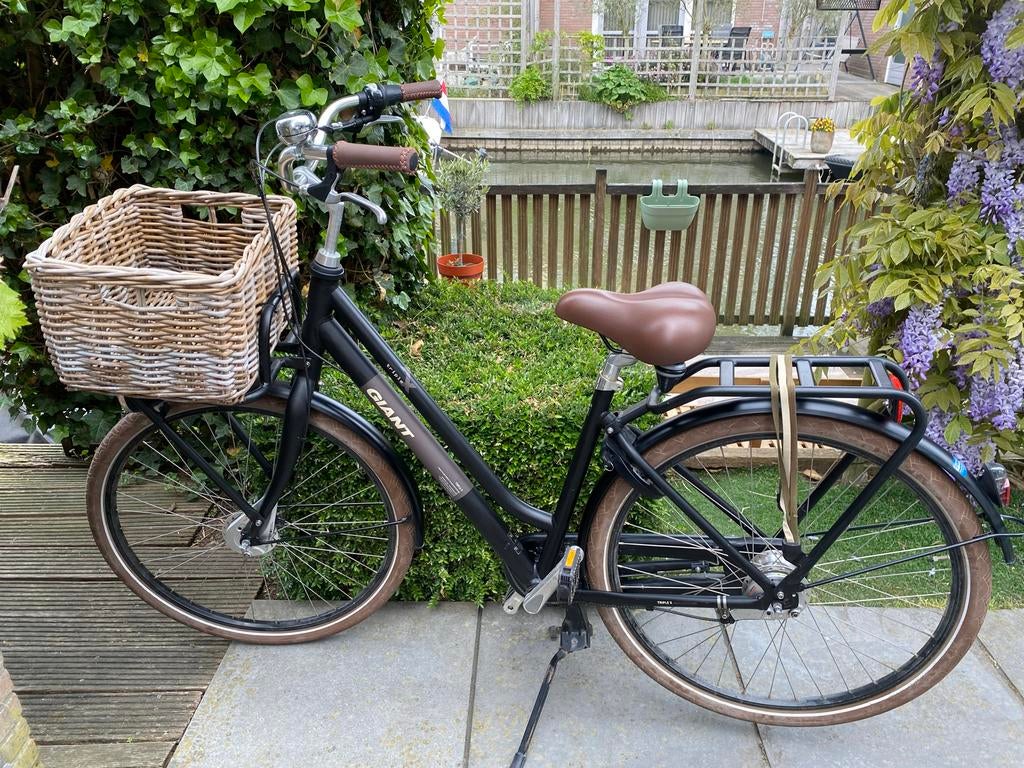 Giant Triple X moederfiets met Yepp kinderzitje en mand, Ophalen, Dubbele standaard, Giant, 53 tot 56 cm