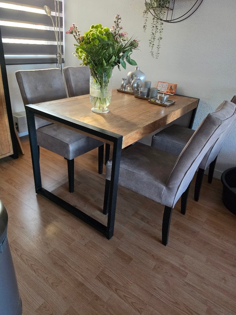 Eettafel Mango industrieel, Ophalen, 100 tot 150 cm, 50 tot 100 cm, Zo goed als nieuw