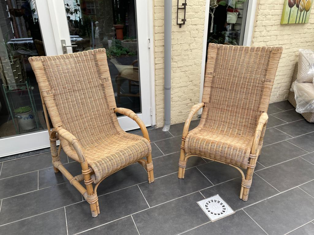 Twee rotan tuinstoelen, Tuin en Terras, Tuinstoelen, Ophalen, Gebruikt, Rotan