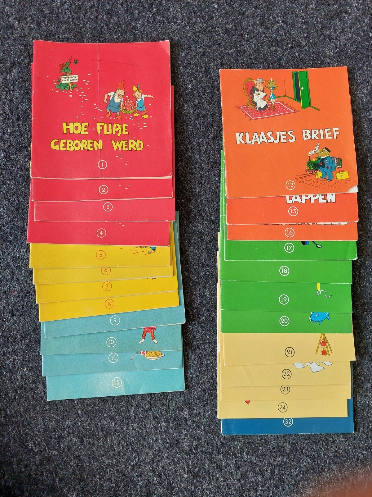 Flipje Tiel stripboeken - nrs. 1 t/m 13 + 15 t/m 24 + nr. 32, Ophalen of Verzenden