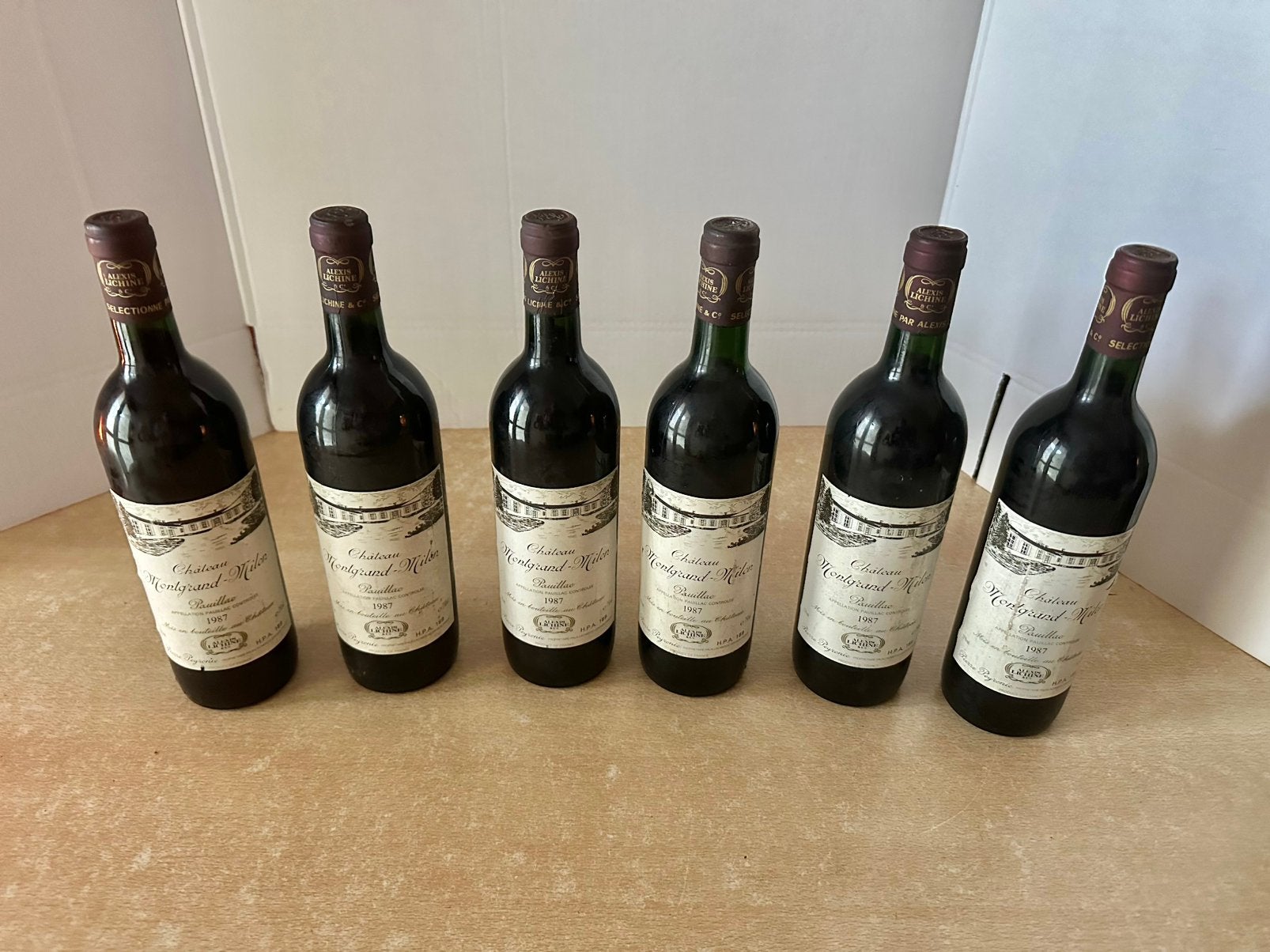 6 flessen Chateau Montgrand Milon Pauillac 1987, Ophalen, Gebruikt, Frankrijk, Rode wijn