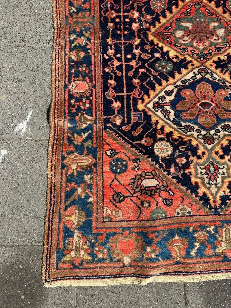 Antiek Hamedan tapijt 195 x 130 cm  Perzisch vakmanschap, Gebruikt, Wol, Ophalen of Verzenden, NA