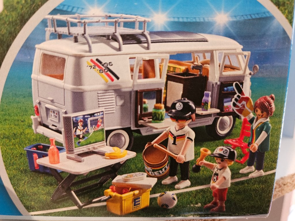 PLAYMOBIL Voetbal VW Fan bus Camper WK VOETBAL, Complete set, Voertuig, Nieuw, Ophalen of Verzenden