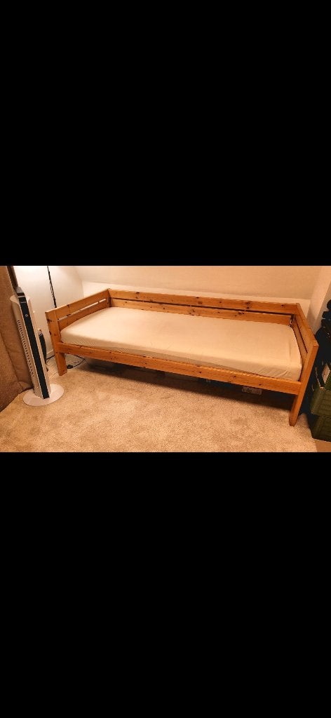 Eenpersoonsbed, Huis en Inrichting, Ophalen, 90 cm, Eenpersoons, Bruin