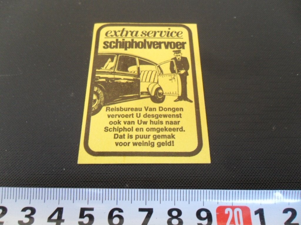 sticker extra service schiphol vervoer reisbureau van dongen, Ophalen, Zo goed als nieuw