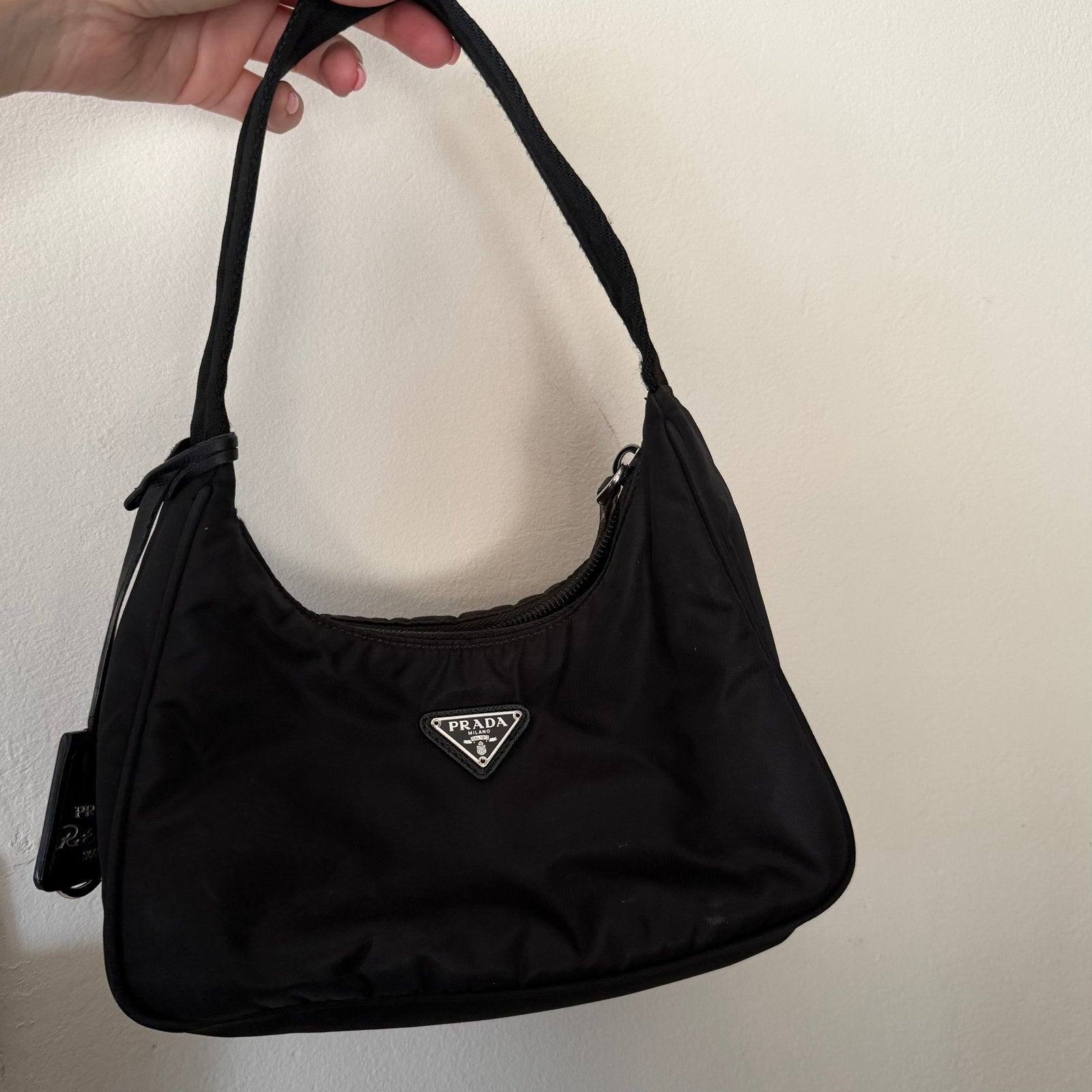 Prada Re-Edition 2000 met dustbag, Ophalen, Zo goed als nieuw, Zwart, Handtas